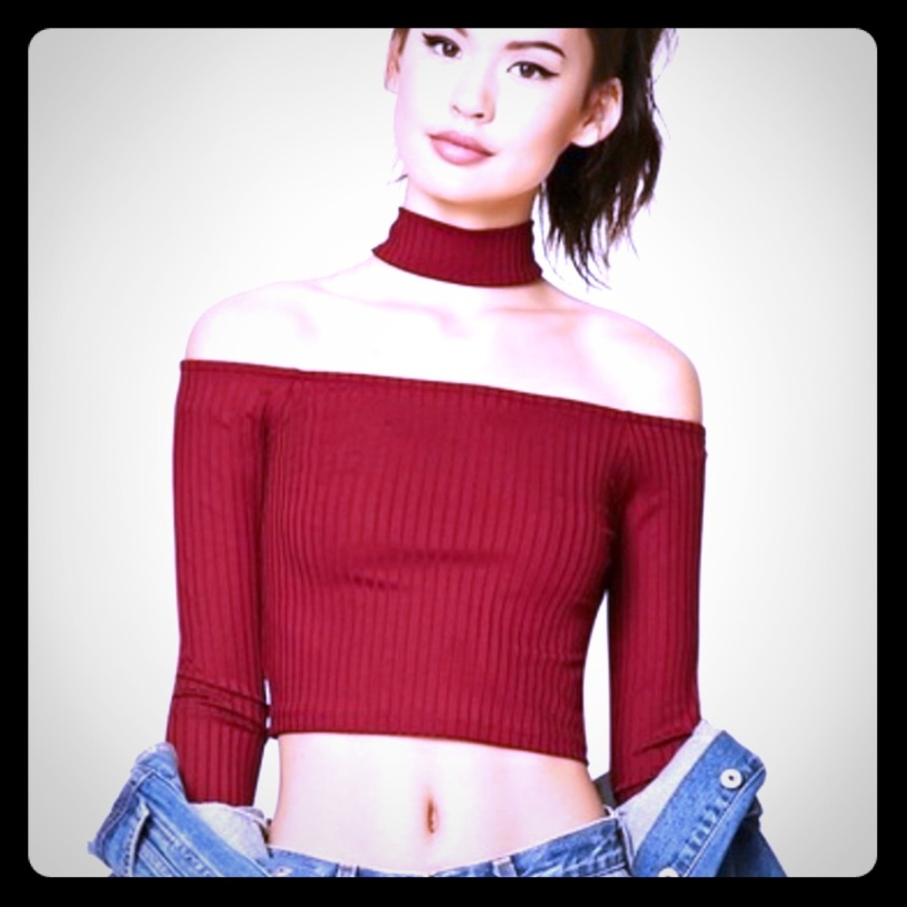 Burgundy off the shoulder top